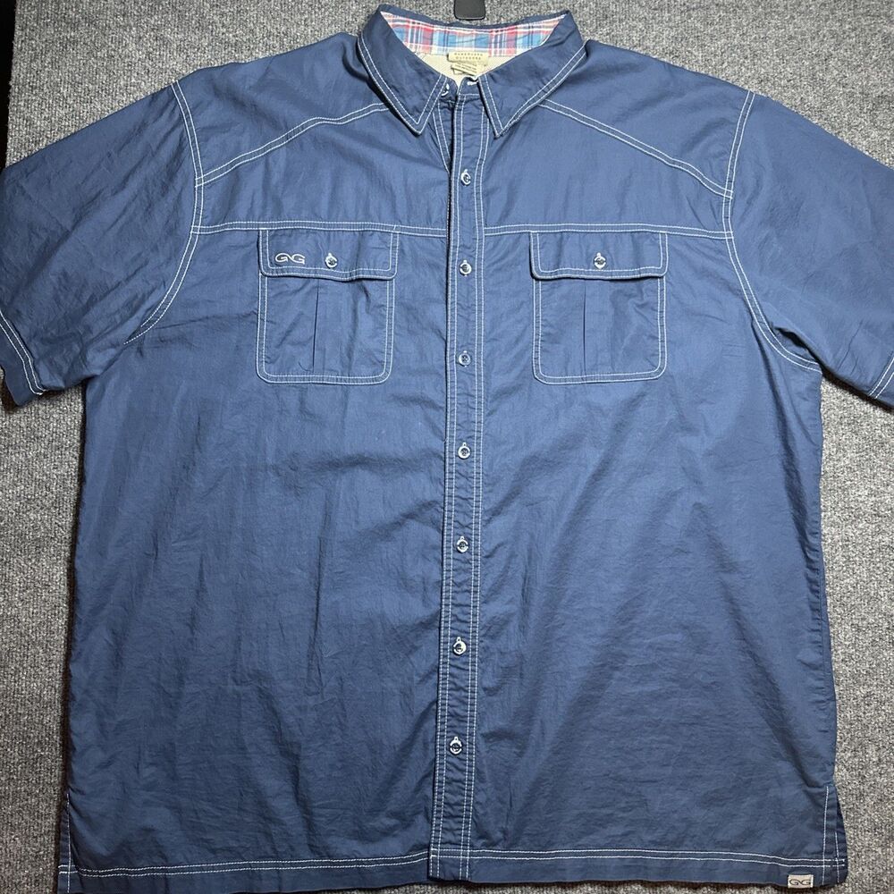 GameGuard Shirt Adult 3XL Blue Button Up Short Sleeve Outdoor Casual Men's